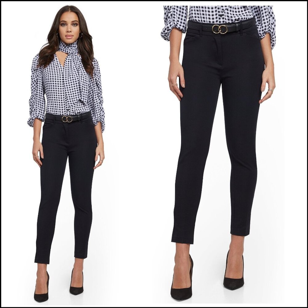 New York & Co Petite Audrey High Waisted Ankle Pants, Black, 12 P, NWT